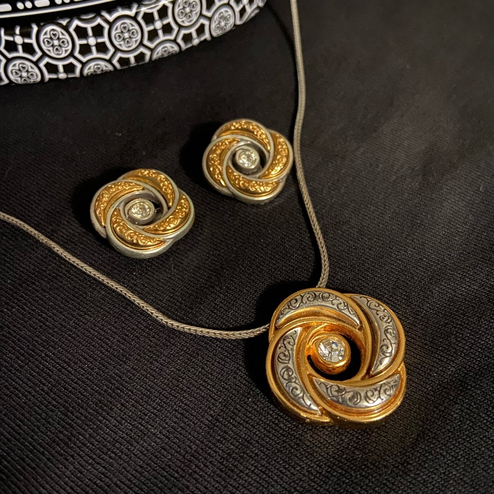 Brighton two tone earrings and necklace